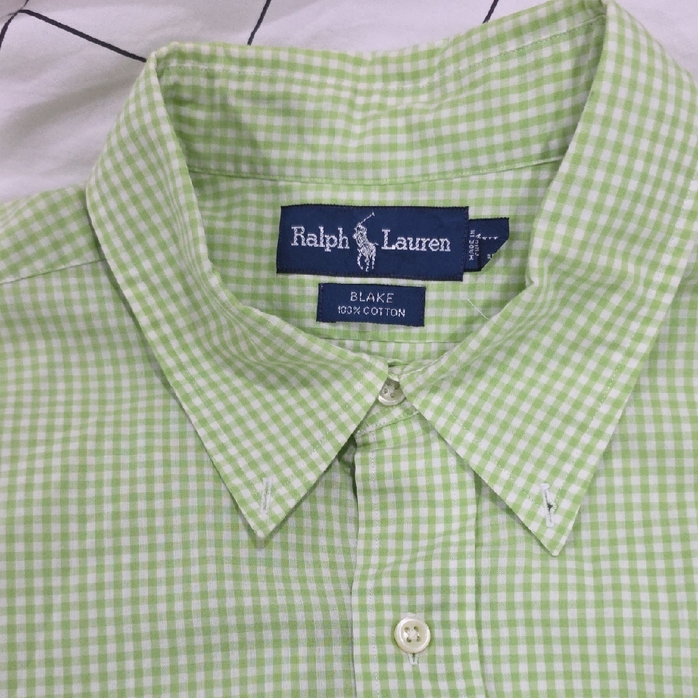 Ralph Lauren Men's Light Green Plaid Shirt